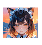 猫耳のグラデーションヘア ＆ 満足げな表情0（個別スタンプ：28）