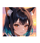 猫耳のグラデーションヘア ＆ 満足げな表情0（個別スタンプ：30）