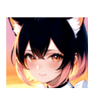 猫耳のグラデーションヘア ＆ 満足げな表情0（個別スタンプ：31）