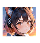 猫耳のグラデーションヘア ＆ 満足げな表情0（個別スタンプ：32）