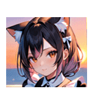 猫耳のグラデーションヘア ＆ 満足げな表情0（個別スタンプ：33）