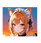 猫耳のグラデーションヘア ＆ 満足げな表情0（個別スタンプ：34）