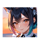 猫耳のグラデーションヘア ＆ 満足げな表情0（個別スタンプ：35）