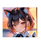 猫耳のグラデーションヘア ＆ 満足げな表情0（個別スタンプ：36）