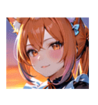 猫耳のグラデーションヘア ＆ 満足げな表情0（個別スタンプ：37）