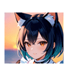 猫耳のグラデーションヘア ＆ 満足げな表情0（個別スタンプ：38）