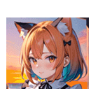 猫耳のグラデーションヘア ＆ 満足げな表情0（個別スタンプ：39）
