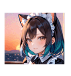 猫耳のグラデーションヘア ＆ 満足げな表情0（個別スタンプ：40）