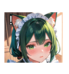 猫耳の緑髪 ＆ 夢見るような表情（個別スタンプ：14）
