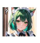 猫耳の緑髪 ＆ 夢見るような表情（個別スタンプ：30）