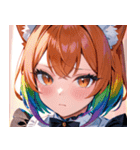 猫耳のレインボーヘア ＆ 混乱した顔0（個別スタンプ：8）