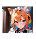 猫耳のレインボーヘア ＆ 混乱した顔0（個別スタンプ：10）