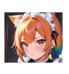 猫耳のレインボーヘア ＆ 混乱した顔0（個別スタンプ：11）