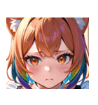 猫耳のレインボーヘア ＆ 混乱した顔0（個別スタンプ：15）