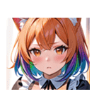 猫耳のレインボーヘア ＆ 混乱した顔0（個別スタンプ：17）