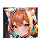 猫耳のレインボーヘア ＆ 混乱した顔0（個別スタンプ：18）