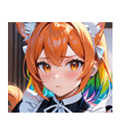 猫耳のレインボーヘア ＆ 混乱した顔0（個別スタンプ：21）