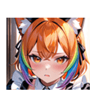 猫耳のレインボーヘア ＆ 混乱した顔0（個別スタンプ：23）