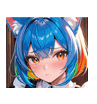 猫耳のレインボーヘア ＆ 混乱した顔0（個別スタンプ：28）