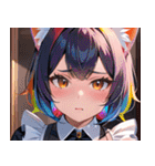 猫耳のレインボーヘア ＆ 混乱した顔0（個別スタンプ：30）
