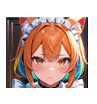 猫耳のレインボーヘア ＆ 混乱した顔0（個別スタンプ：35）