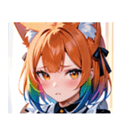 猫耳のレインボーヘア ＆ 混乱した顔0（個別スタンプ：37）