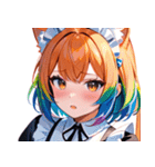 猫耳のレインボーヘア ＆ 混乱した顔0（個別スタンプ：38）