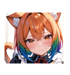 猫耳のレインボーヘア ＆ 混乱した顔0（個別スタンプ：40）