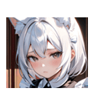 猫耳の白髪 ＆ 寂しそうな表情0（個別スタンプ：1）