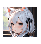 猫耳の白髪 ＆ 寂しそうな表情0（個別スタンプ：2）