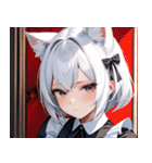猫耳の白髪 ＆ 寂しそうな表情0（個別スタンプ：4）