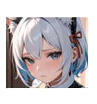 猫耳の白髪 ＆ 寂しそうな表情0（個別スタンプ：8）