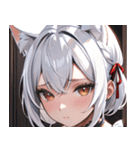 猫耳の白髪 ＆ 寂しそうな表情0（個別スタンプ：10）