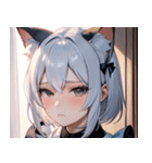 猫耳の白髪 ＆ 寂しそうな表情0（個別スタンプ：12）