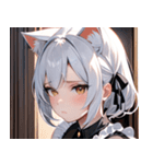 猫耳の白髪 ＆ 寂しそうな表情0（個別スタンプ：13）