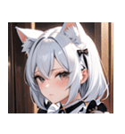 猫耳の白髪 ＆ 寂しそうな表情0（個別スタンプ：14）