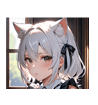 猫耳の白髪 ＆ 寂しそうな表情0（個別スタンプ：15）