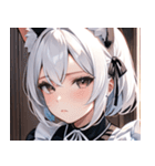 猫耳の白髪 ＆ 寂しそうな表情0（個別スタンプ：19）