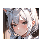 猫耳の白髪 ＆ 寂しそうな表情0（個別スタンプ：23）