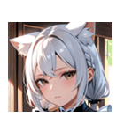 猫耳の白髪 ＆ 寂しそうな表情0（個別スタンプ：29）