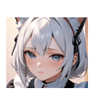猫耳の白髪 ＆ 寂しそうな表情0（個別スタンプ：34）