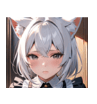 猫耳の白髪 ＆ 寂しそうな表情0（個別スタンプ：37）