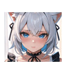 猫耳の白髪 ＆ 寂しそうな表情0（個別スタンプ：39）