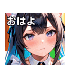 猫耳のグラデーションヘア ＆ 満足げな表情（個別スタンプ：1）