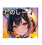 猫耳のグラデーションヘア ＆ 満足げな表情（個別スタンプ：2）