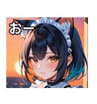 猫耳のグラデーションヘア ＆ 満足げな表情（個別スタンプ：6）
