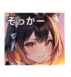猫耳のグラデーションヘア ＆ 満足げな表情（個別スタンプ：10）
