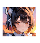 猫耳のグラデーションヘア ＆ 満足げな表情（個別スタンプ：14）