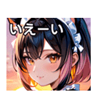 猫耳のグラデーションヘア ＆ 満足げな表情（個別スタンプ：17）