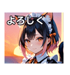 猫耳のグラデーションヘア ＆ 満足げな表情（個別スタンプ：21）